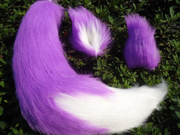Purple Wolf Fox Plush Tail Cosplay Prop Halloween Home.