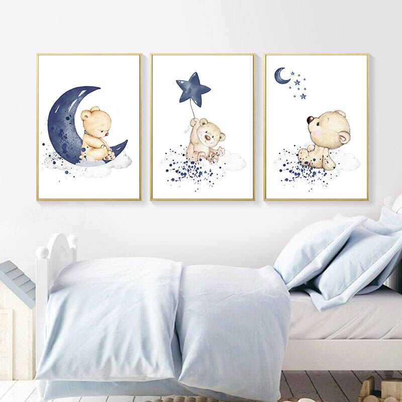 child nursery poster bear moon star wall art print canvas animal painting nordic kids decorative baby room decor no frame 1pc
child nursery poster bear moon star wall art print canvas animal painting nordic kids decorative baby room decor no frame 1pc