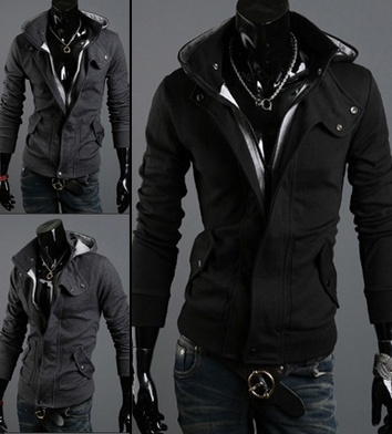 Hooded Cotton Plain Long Sleeve Zipper Mens Jackets | Wish