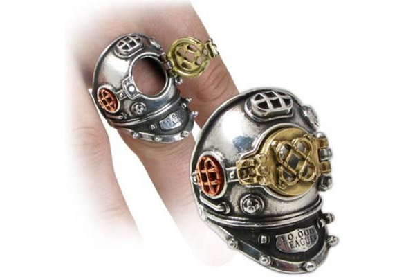 Alchemy Gothic 700 Fathoms Steampunk Diving Helmet Ring, Size