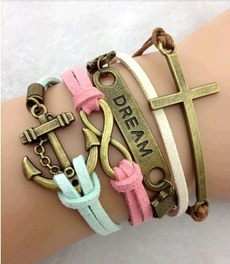 Charm Bracelet, retrojewelry, Infinity, Cross