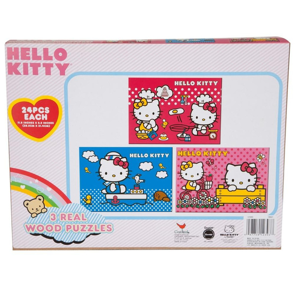 Hello Kitty Three Pack 24-Piece Puzzles With Storage Case 
