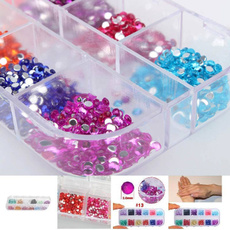 Nail Art Stickers Rhinestones Glitter Decoration Mixed 12 Colors in Case