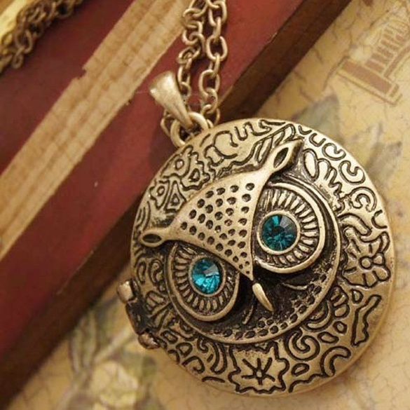 Owl deals locket necklace