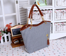 women chain stripe canvas bag shoulder bag handbags exports