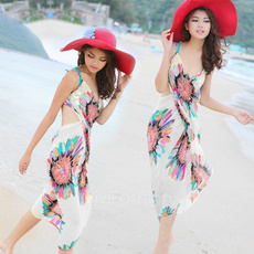 New Deep V Wrap Chiffon Swimwear Bikini Cover Up Sarong Beach Dress VVF