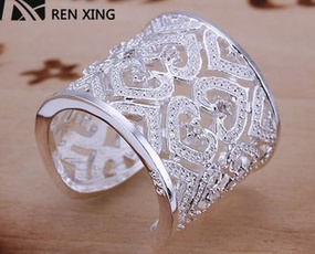 925 Sterling Ring  Inlaid Zircon Multi Heart Ring Women&Men Gift silvern golden Jewelry Finger Rings
