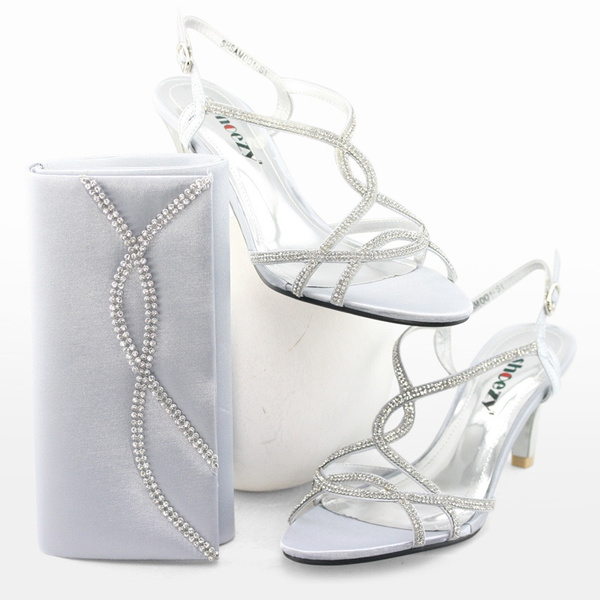 New Set Italian Shoe And Bag With Matching Rhinestone High Heels Lady Shoes  Blue | eBay