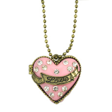 antiquelocketnecklace, openablenecklace, Chain Necklace, rhinestone necklace
