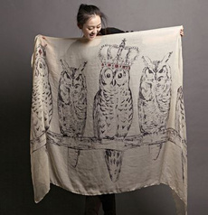 Vintage Scarf, women scarf, owlaccessorie, owlscarf