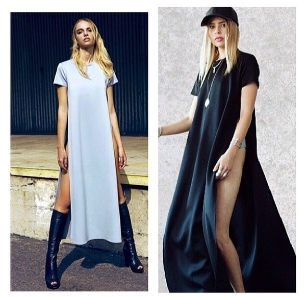 double side slits split long t shirt