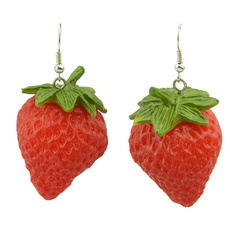 Costume Jewelry Wholesale Bijoux Fashion Silver Color Alloy Vivid Red Strawberry Drop Earrings for Women