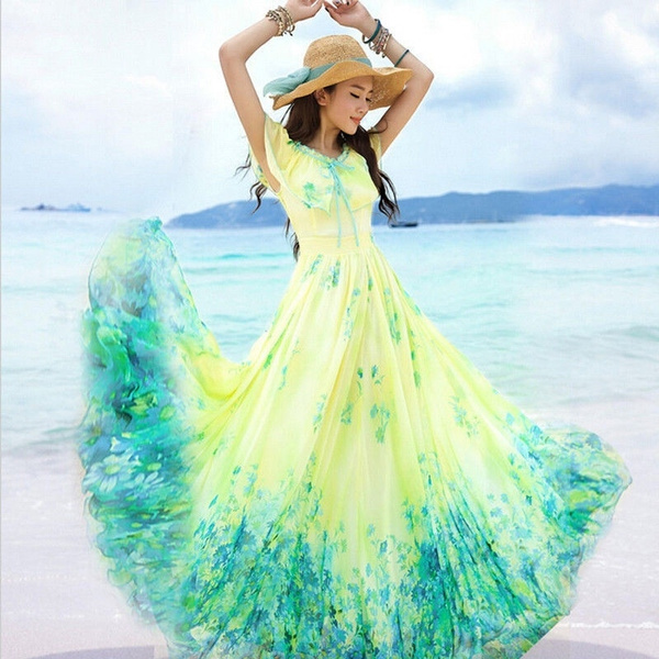 Sexy Women Summer Boho Long Maxi Evening Party Dress Beach Dresses