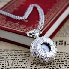 Costume jewelry fashion designer jewelry silver color alloy steampunk number carved designs pendant pocket watch with chain