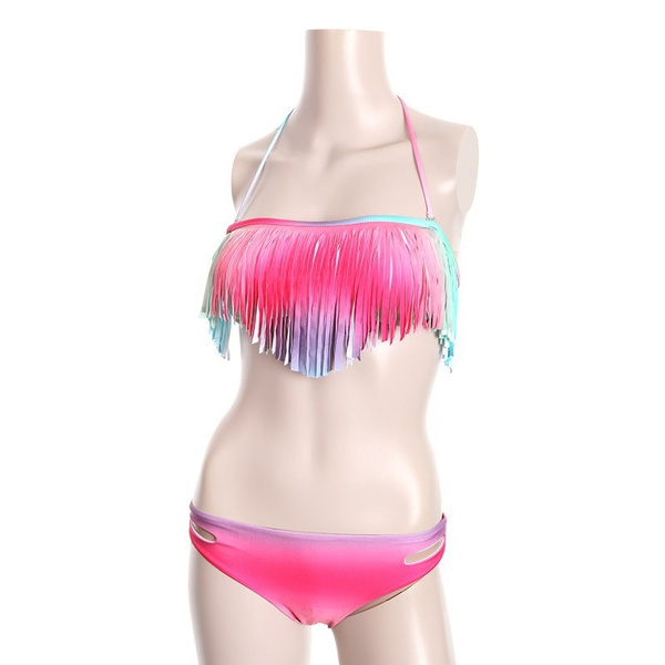 Padded Bandeau Fringe Hot Sexy Tassel Bikini, Bikinis & Swimsuits