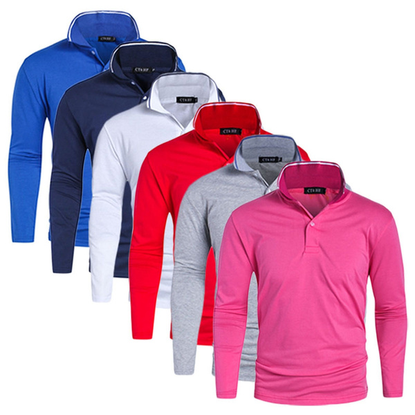 polo t shirt long sleeve men