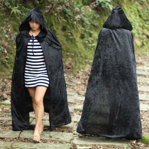 Gothic Hooded Velvet Cloak Gothic Wicca Robe Medieval Witchcraft Capes Coats 