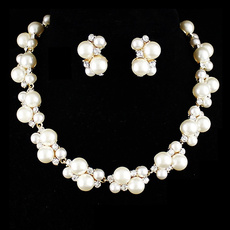 Fashion, Jewelry, pearls, flowershapejewelryset