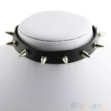 rivetscollar, Metal Necklace, Goth, blackleatherchoker