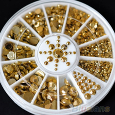 5 Sizes Nail Art Decoration DIY 3D Acrylic Glitter Gold Rhinestone