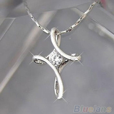 Chain Necklace, infinitycrossdesign, Cross Pendant, white