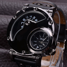 Men's Stainless Steel Leather Band Analog Quartz Clock Wrist Watch VVF