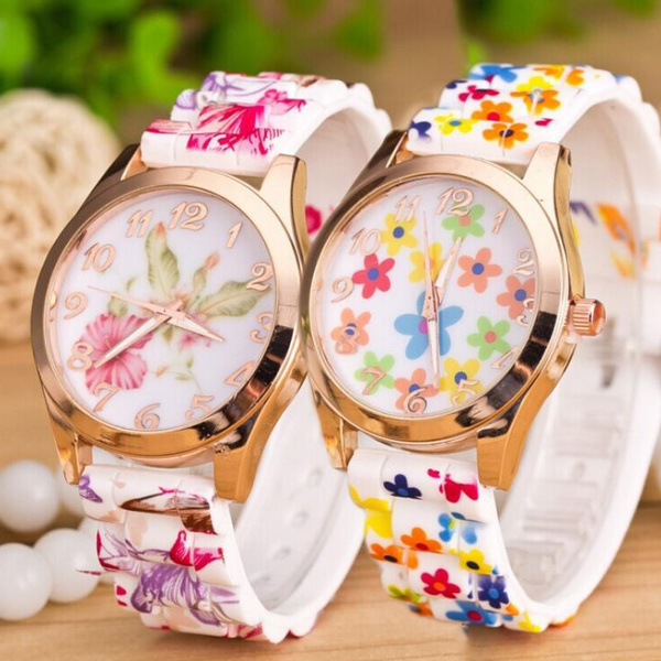 Shocknshop Silicone Flower Design Multicolour Floral Print Silicone Belt  Analog Watch For Women's & Girls -W52 : Amazon.in: Watches