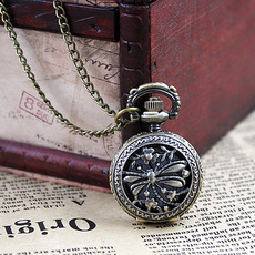 Vintage Jewelry Fashion Delicate Hollow out Dragonfly Generous Alloy Necklace Pocket Watch