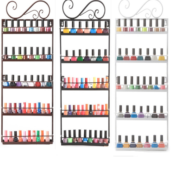 Black Nail Polish Storage Wall Mount Shelf Rack Display Orgenizer Stand Holder To 50 Bottles Wish