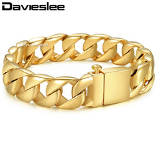 Steel, polished, Chain bracelet, gold