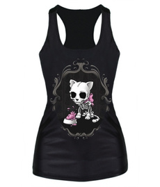 2014 women summer t-shirt 3D Vest tops black print cat pattern top tank 3D digital printing dfb58