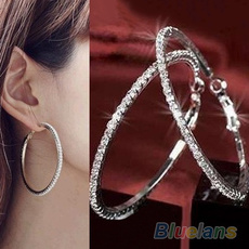 1 Pair Womens Luxury Crystal Rhinestone Earring Ear Hoop Dangle
