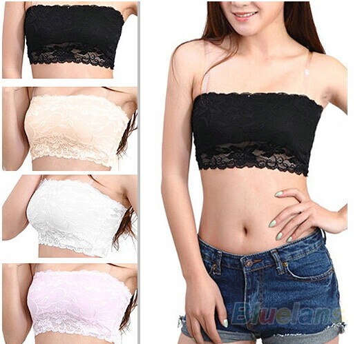 Women Lace Strapless Tube Top Sexy Bra Crop Tops