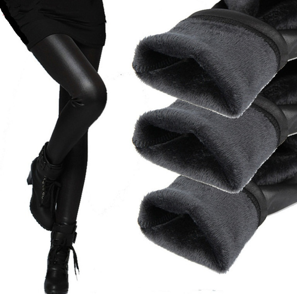 Velvet Faux Leather Leggings Sexy Women Leggings Thin Black Leggings ...