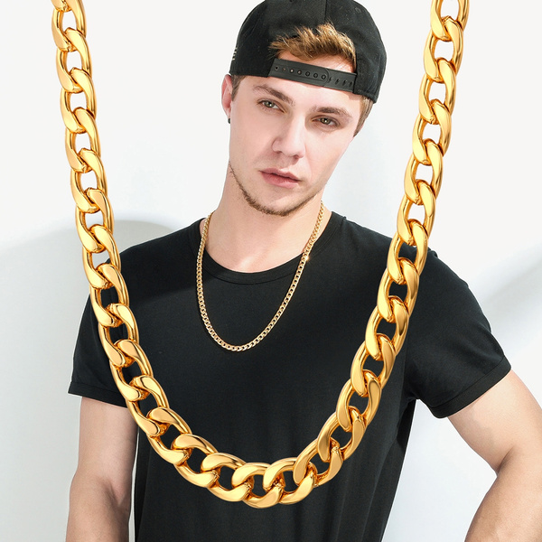 Men's Chunky Curb Chain Necklace 18ct Gold Plated