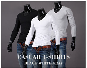 Fashion, Tops & T-Shirts, solidcolortshirt, Long Sleeve