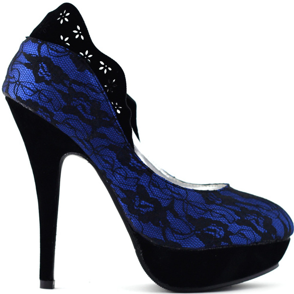 Royal blue store and black heels