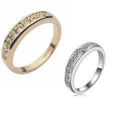 18K Rose Gp Elegent Classic Crystal Fashion Bridal Finger Ring Gift