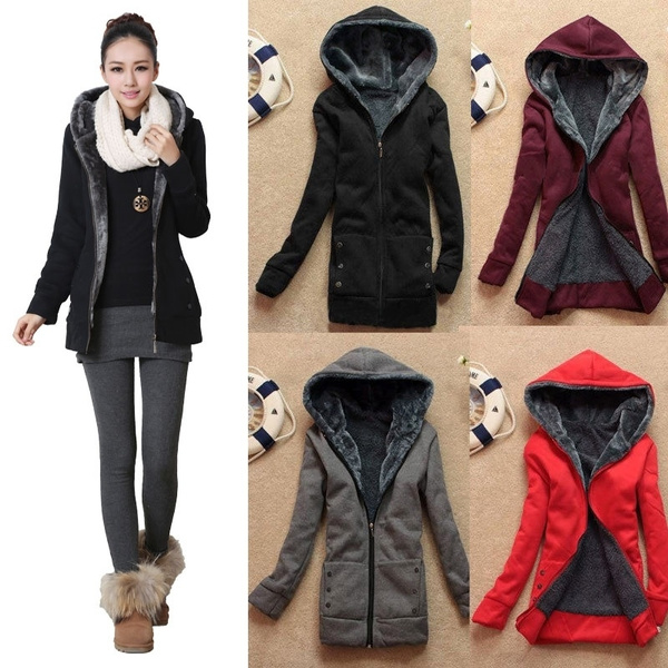 Chic Ladies Winter Warm Parka Cotton Slim Zipper Hoodie Jacket Coat (we added bigger size M4XL