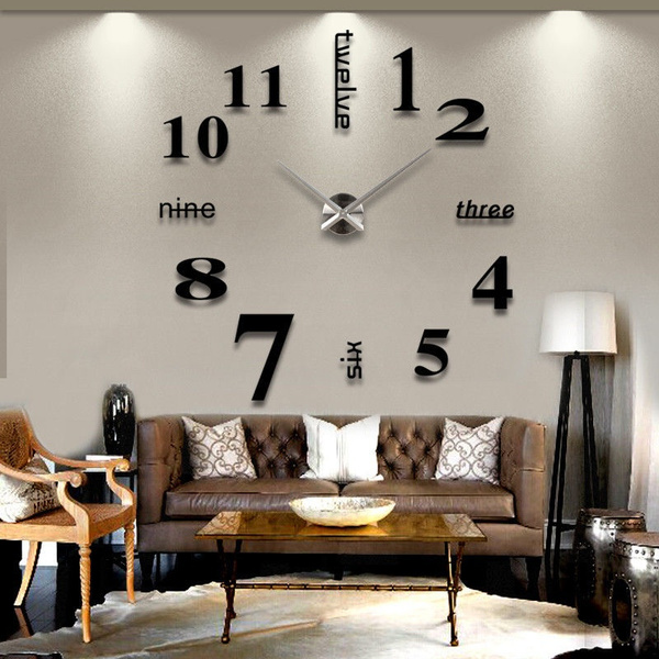 Diy 3d Wall Clock Large Size Mirrors Surface Home Decoration Luxury Art Wish - Large Diy 3d Wall Clock