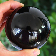 40mm/50mm Asian Rare Natural Black Obsidian Sphere Large Crystal Ball Healing Stone