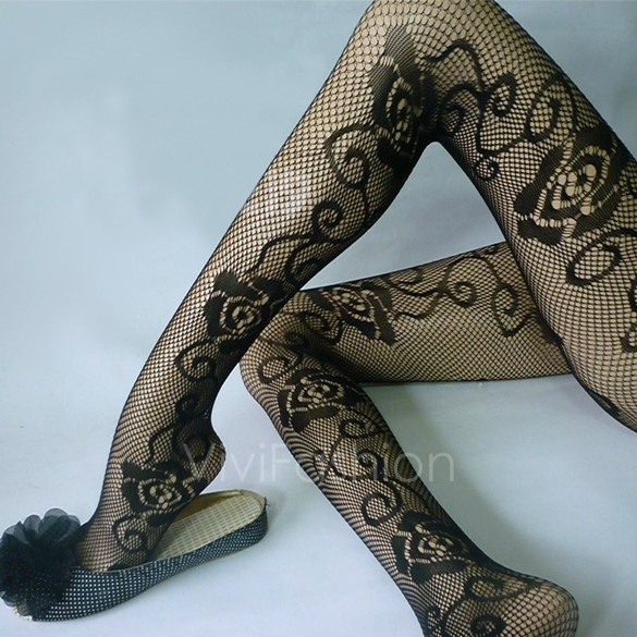 Girls Sexy Rose Side Fishnet Net 