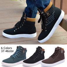 Fashion Mens Korean Style Sneakers Comfortable Casual Canvas Shoes Warm High-top Boots Black Khaki Brown Green
