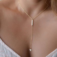 Geometric Gold filled Women's Drop Long Necklace