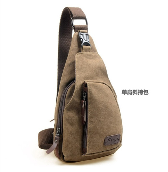 Men Military Canvas Sport Travel Handbag Crossbody Chest Pack Sling Shoulder Bag