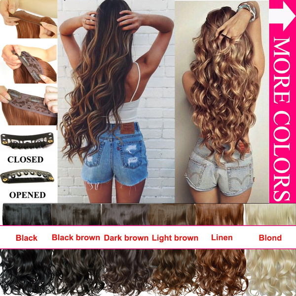 Clip in Hair Extensions Sexy Long Curly Human Hair Extensions Synthetic Wig  | Wish