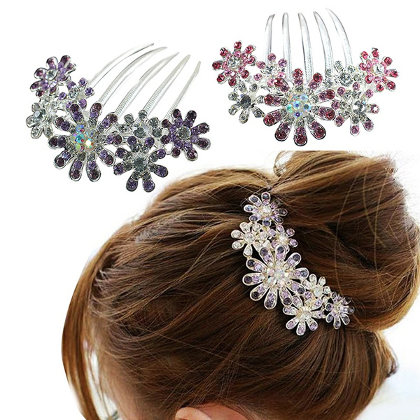 Womens Hair Accessories Crystal Rhinestone Petal Tuck Comb Flower Hair Pin Hair Clip | Wish Womens Hair Accessories Crystal Rhinestone Petal Tuck Comb Flower Hair Pin Hair Clip | Wish