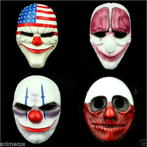 Set of 4 - Payday 2 The Heist: Payday Dallas Chains Hoxton Wolf Mask Halloween Cosplay | Wish