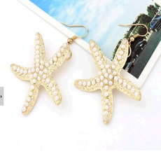 Aesthetic Sea Star Shining Pearl Dangle Earring Fashion Ear Jewelry