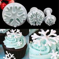 3pcs Snowflake Fondant Cake Decorating Sugarcraft Cutter Plunger Mold